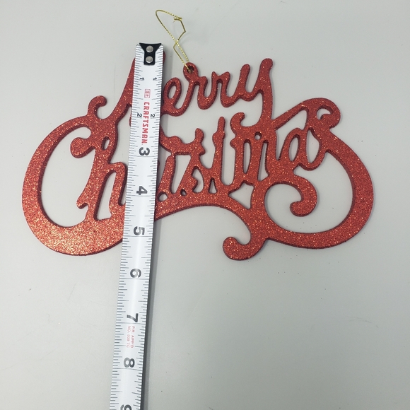 Red Glitter "Merry Christmas" Tree Ornament - Picture 7 of 8